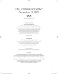 Fall 2016 Commencement Program by University of Alabama in Huntsville