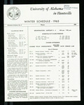 University of Alabama in Huntsville Winter Schedule 1965
