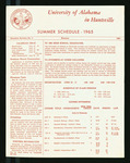 University of Alabama in Huntsville Summer Schedule 1965