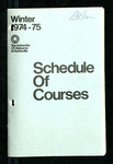 Schedule of Courses, Winter 1974-1975