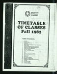 Timetable of Classes, Fall 1982
