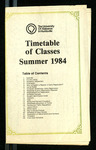 Timetable of Classes, Summer 1984