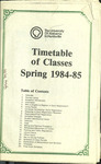 Timetable of Classes, Spring 1984-1985 by University of Alabama in Huntsville