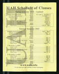 Schedule of Classes, Spring 2002/Summer 2002 (Updated) by University of Alabama in Huntsville