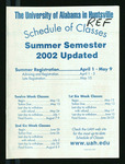 Schedule of Classes, Summer 2002 (Updated) by University of Alabama in Huntsville