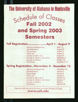 Schedule of Classes, Fall 2002/Spring 2003 by University of Alabama in Huntsville