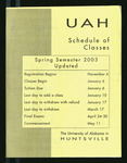 Schedule of Classes, Spring 2003